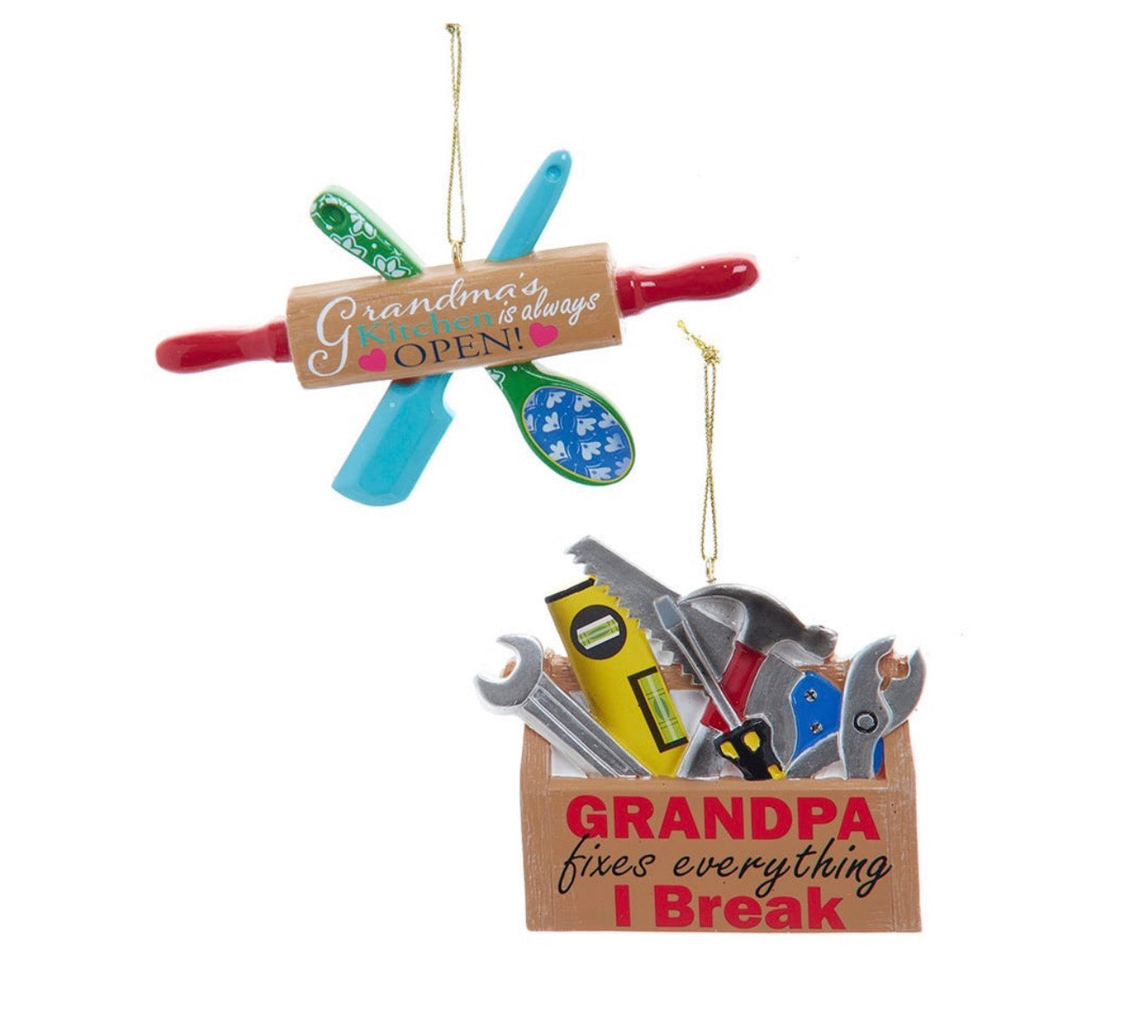 Grandpa & Grandma Tools & Kitchen Ornaments, 2 Assorted (sold individually)