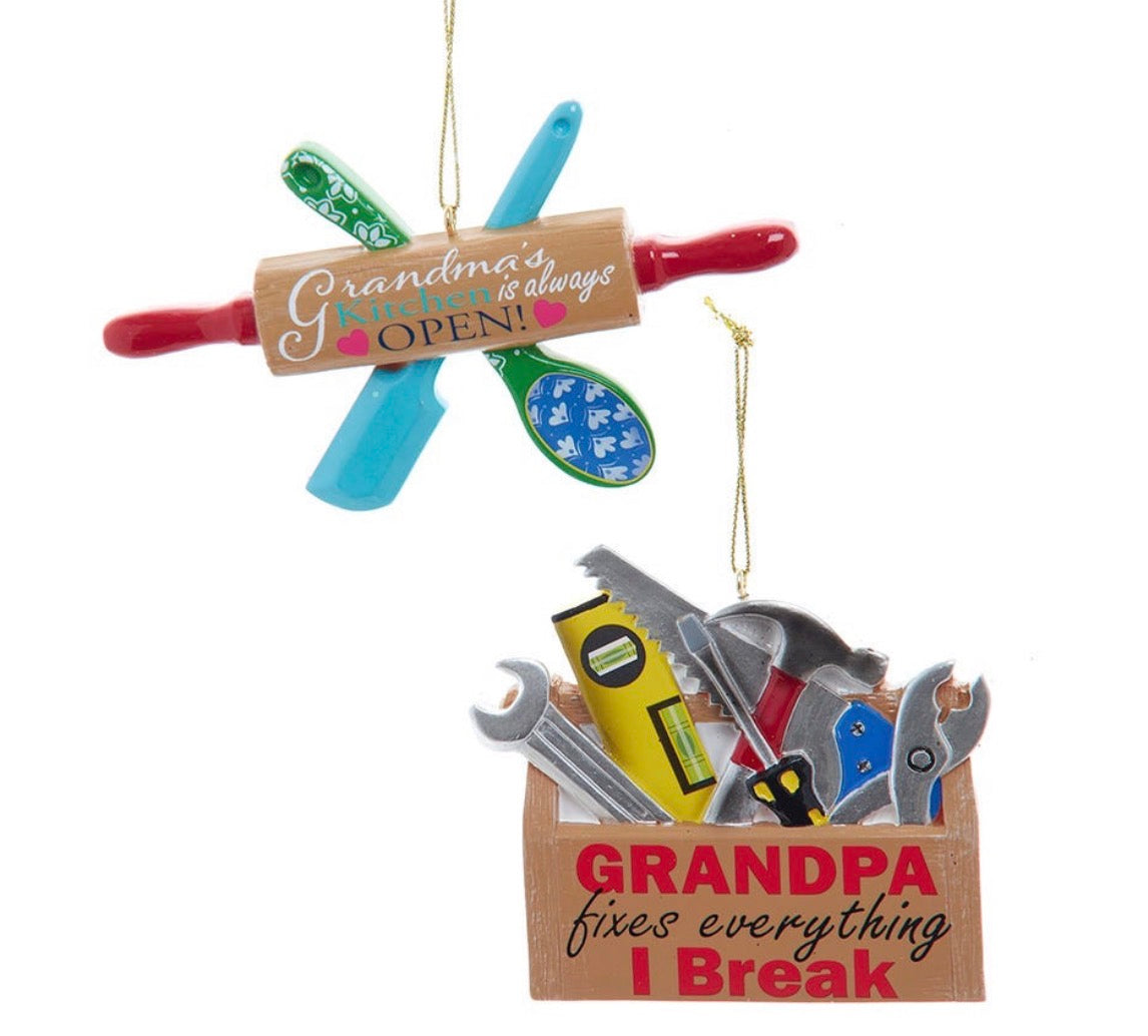 Grandpa & Grandma Tools & Kitchen Ornaments, 2 Assorted (sold individually)
