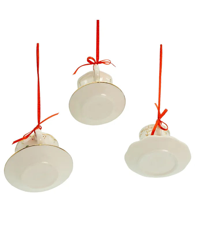 Porcelain Holiday Formal Tea Cup Ornaments, 3 Assorted (sold individually or as a set)