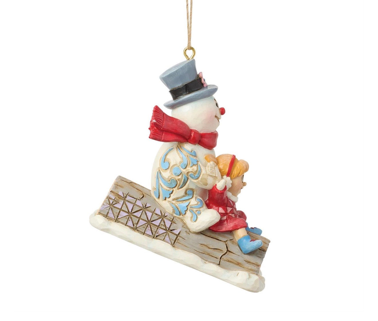 Frosty & Karen in Log Sled Hanging Ornament