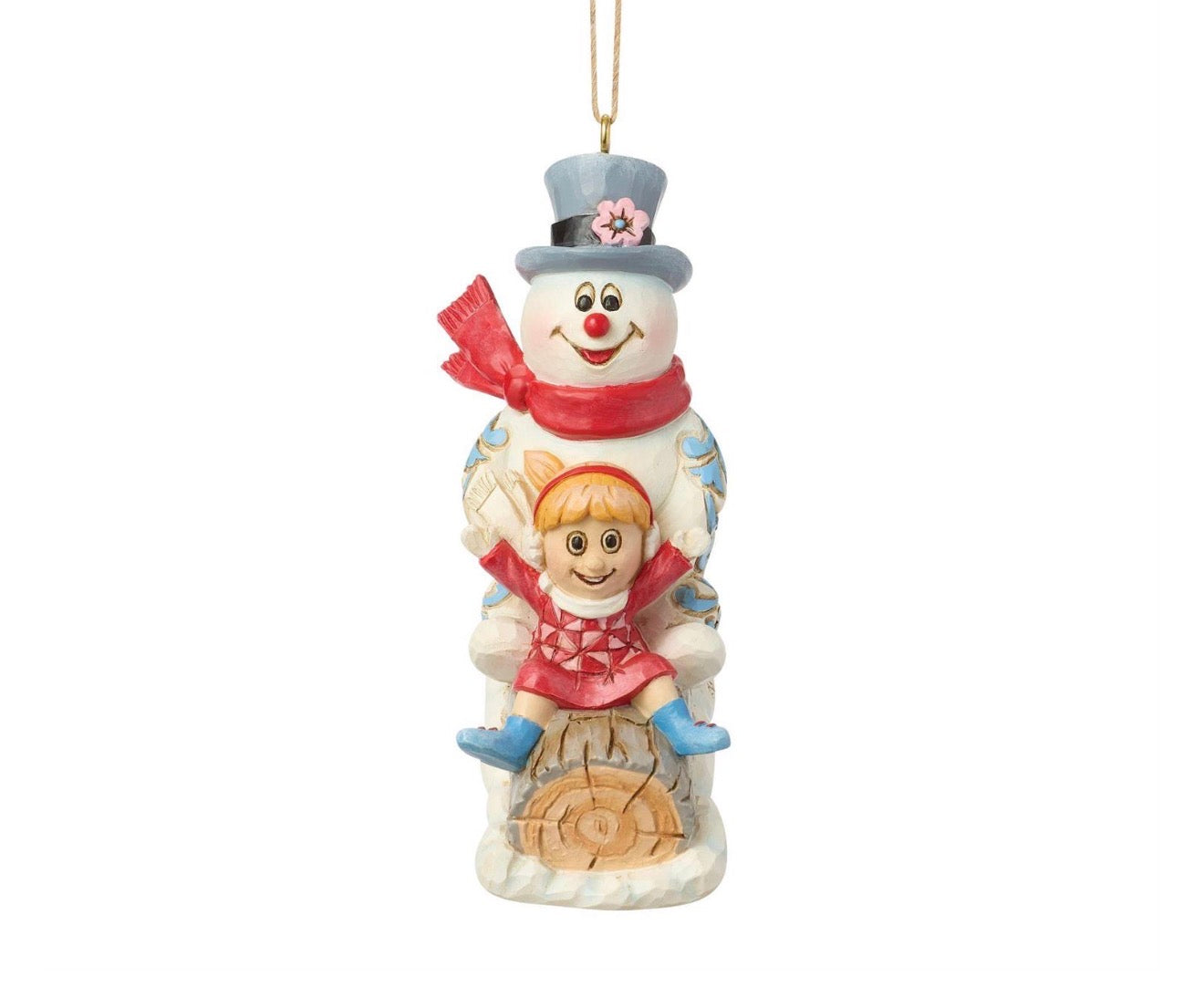 Frosty & Karen in Log Sled Hanging Ornament