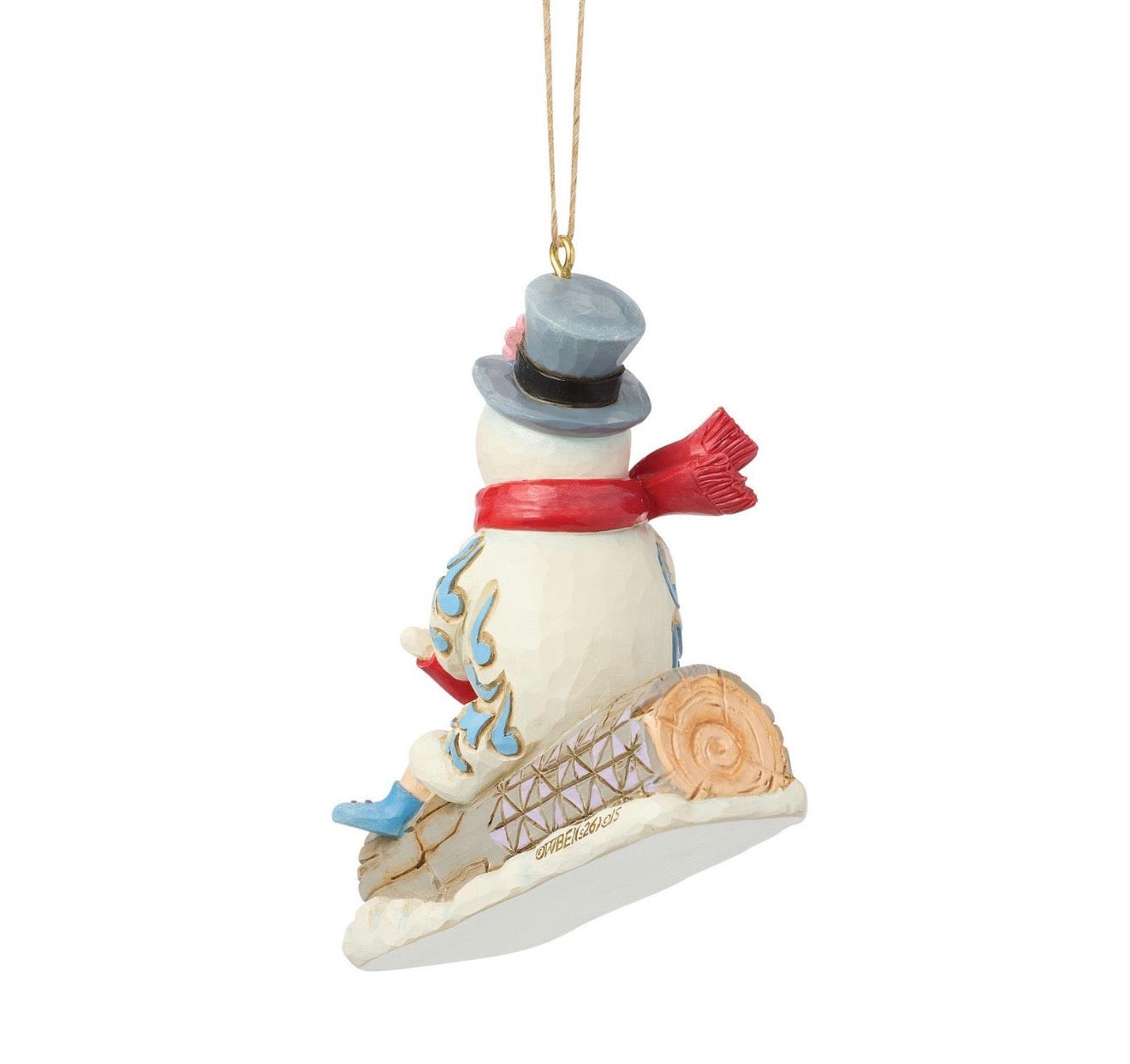 Frosty & Karen in Log Sled Hanging Ornament