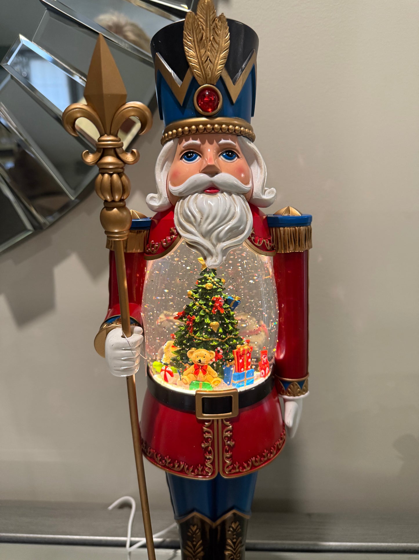 19 “ LIGHTED SWIRL NUTCRACKER STATUE WATER GLOBE- 137193