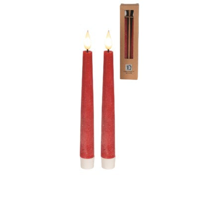 TAPER-RED LED CANDLES 8.25” (SET of 2)