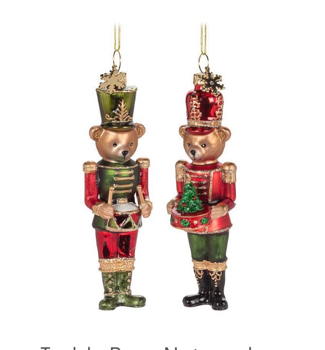 Teddy Bear Nutcracker Ornament, 2 Assorted (sold individually)