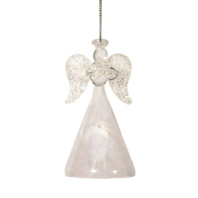 GLASS ANGEL/FEATHER ORNAMENT