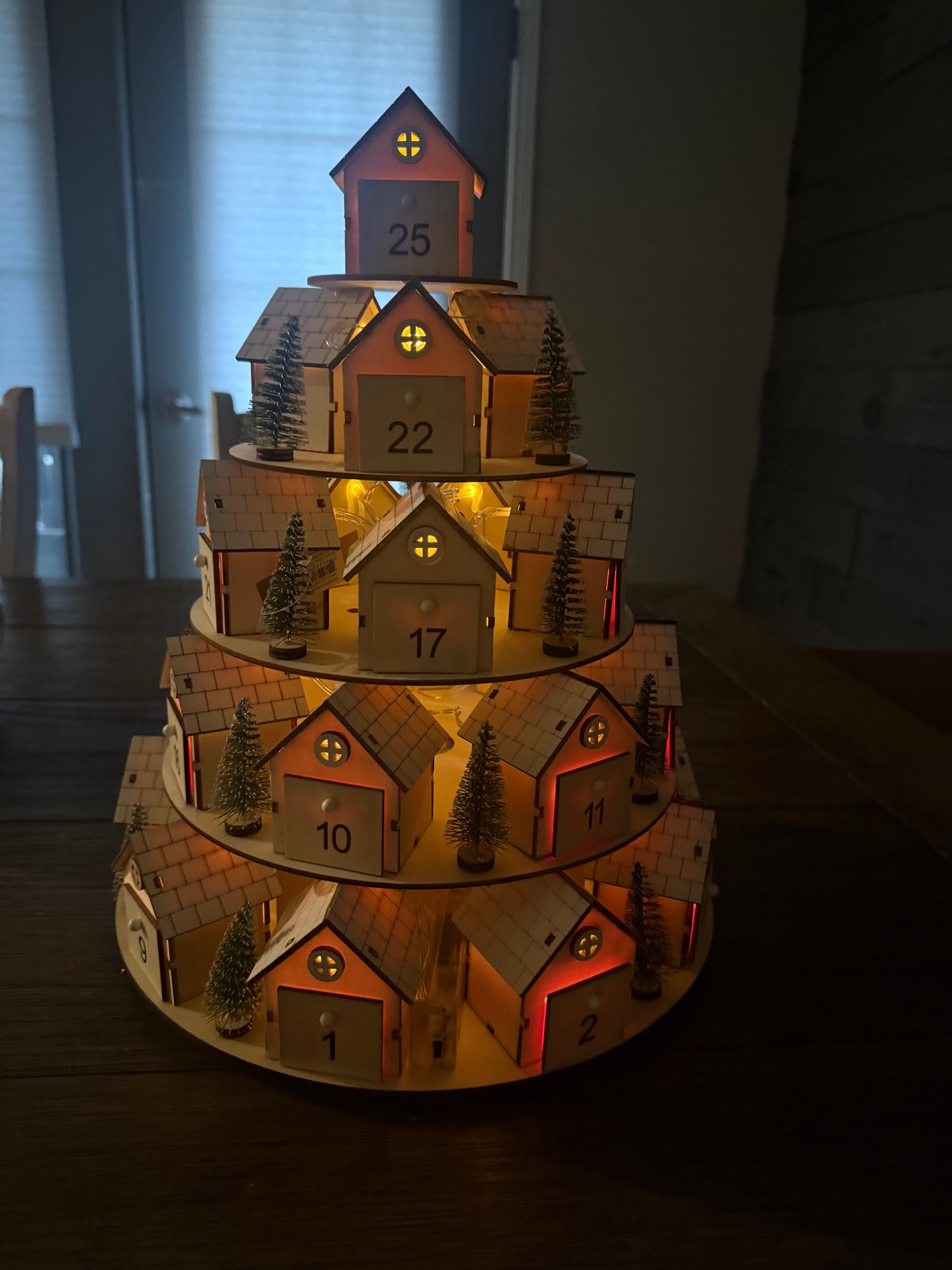 Advent Calendar, Wood with Stacked Houses