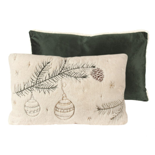 PILLOW SOFT IVORY FUR with PINE DESIGN