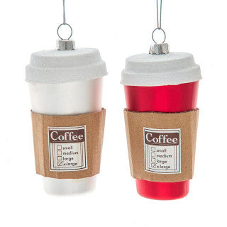 Glass Coffee Cup Ornaments, 2 Assorted (Sold Individually)