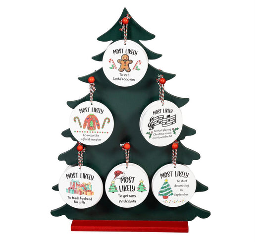 Heartfelt Cheer Ornament Christmas Most Likely To... Round Wood Ornament