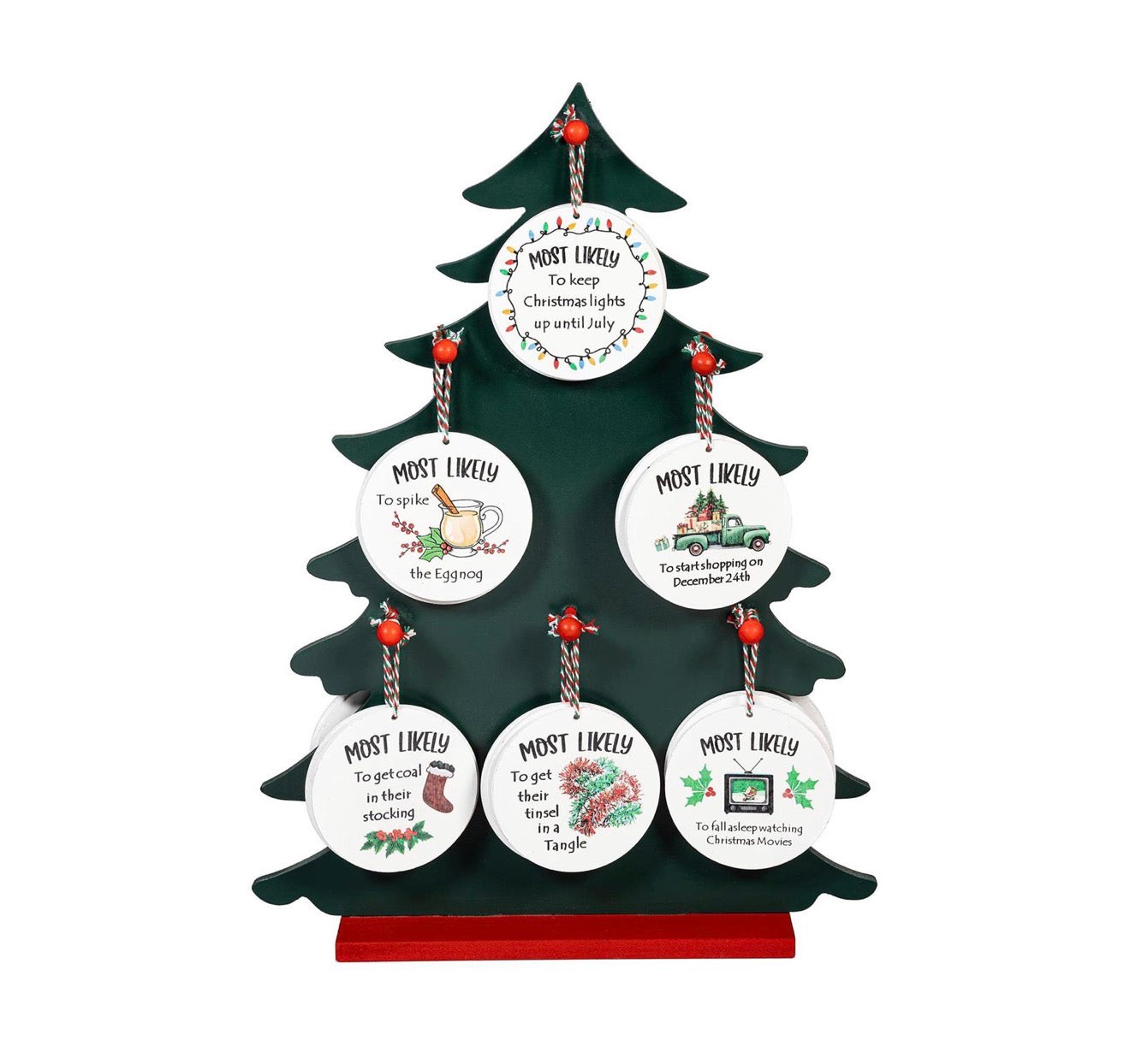 Heartfelt Cheer Ornament Christmas Most Likely To... Round Wood Ornament