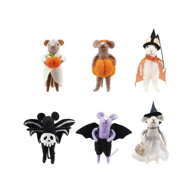 Handmade Wool Felt Mice in Halloween Costume (Sold Individually)
