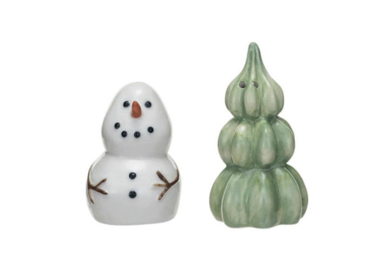 SNOWMAN AND TREE SALT & PEPPER SET