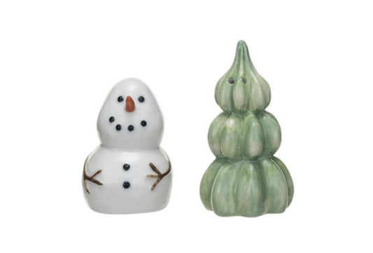 SNOWMAN AND TREE SALT & PEPPER SET