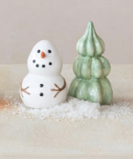 SNOWMAN AND TREE SALT & PEPPER SET