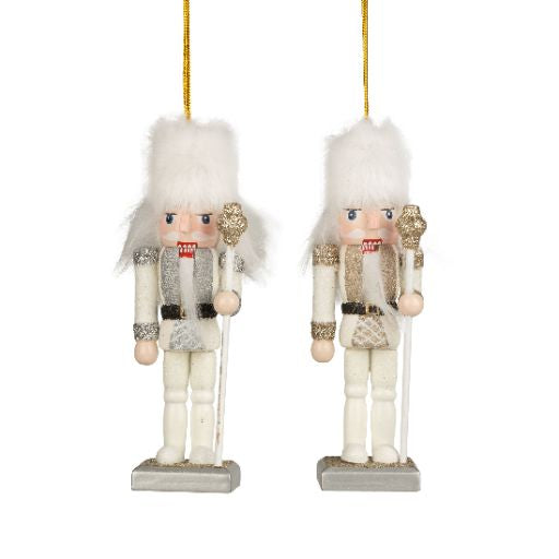 Wood Nutcracker Ornaments with glitter 5 Inch, 2 Assorted (sold individually)