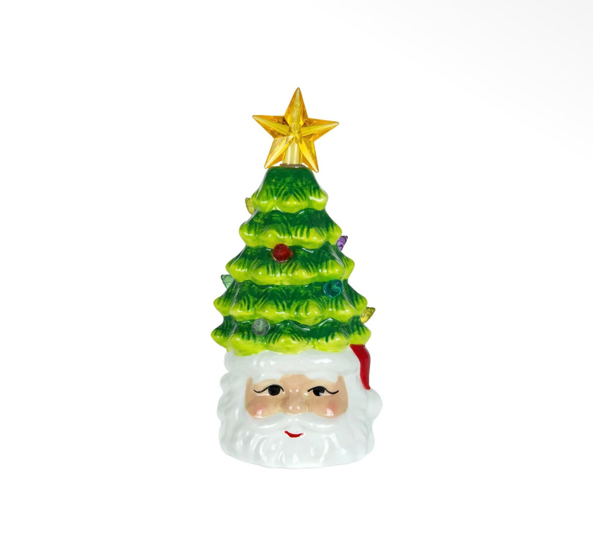 5.5 Inch Ceramic Christmas Tree on Santa/Snowman Head, 2 Assorted (sold individually)