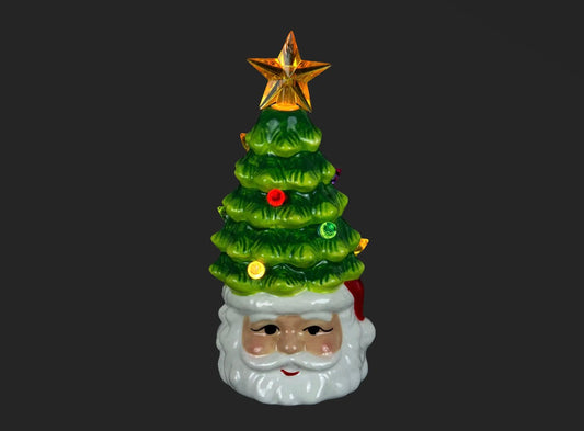 5.5 Inch Ceramic Christmas Tree on Santa/Snowman Head, 2 Assorted (sold individually)