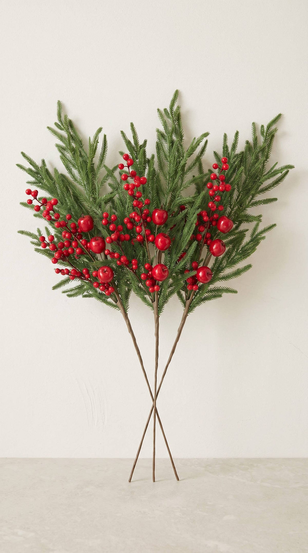 Hycroft Home Decor - Real Touch Christmas Stem, Red Apple Berry Pine, 26 Inch
