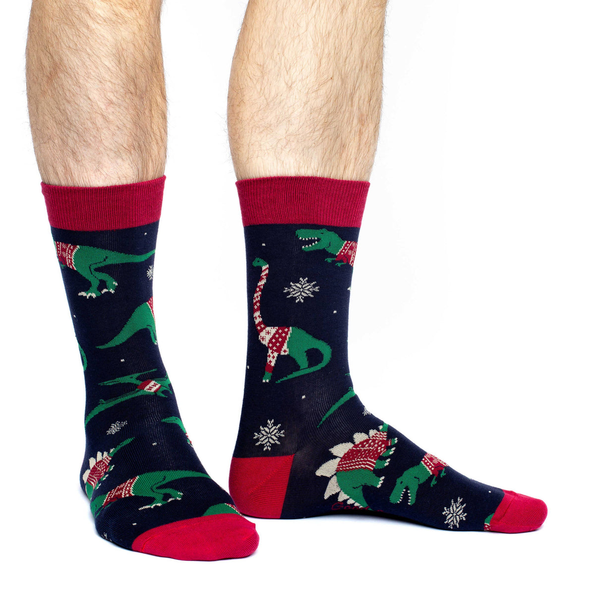 Good Luck Sock - Men's Big & Tall Christmas Sweater Dinosaur Socks: Shoe Size 13-17