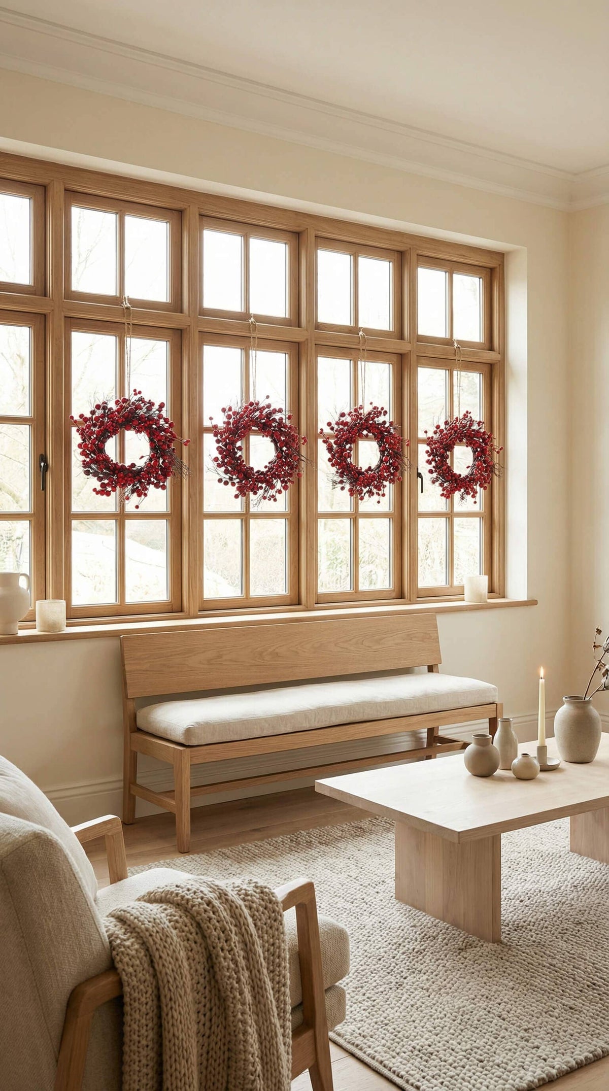 Hycroft Home Decor - Faux Christmas Wreath, Red Berry, 14 Inch