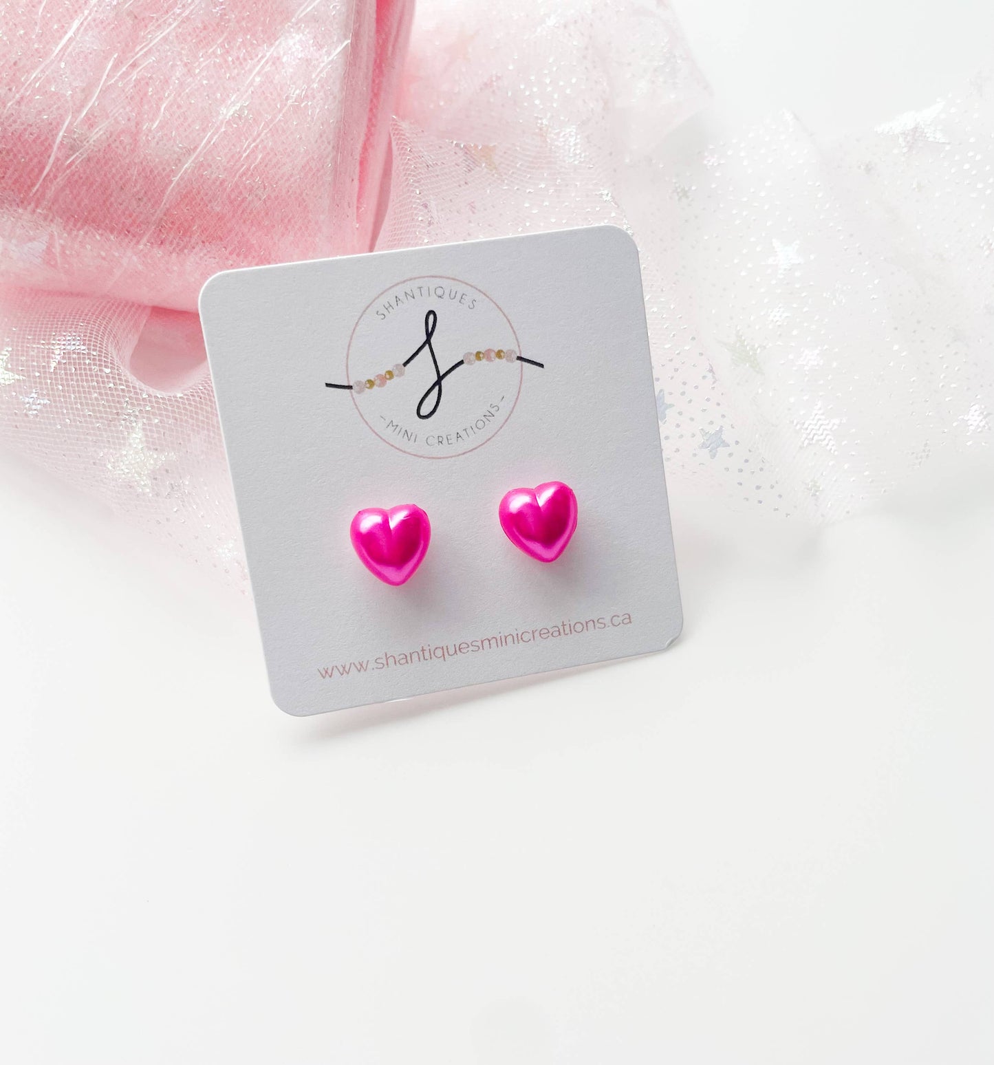 Shantiques Mini Creations - Earrings - Metallic and Translucent Hearts: Purple / Post
