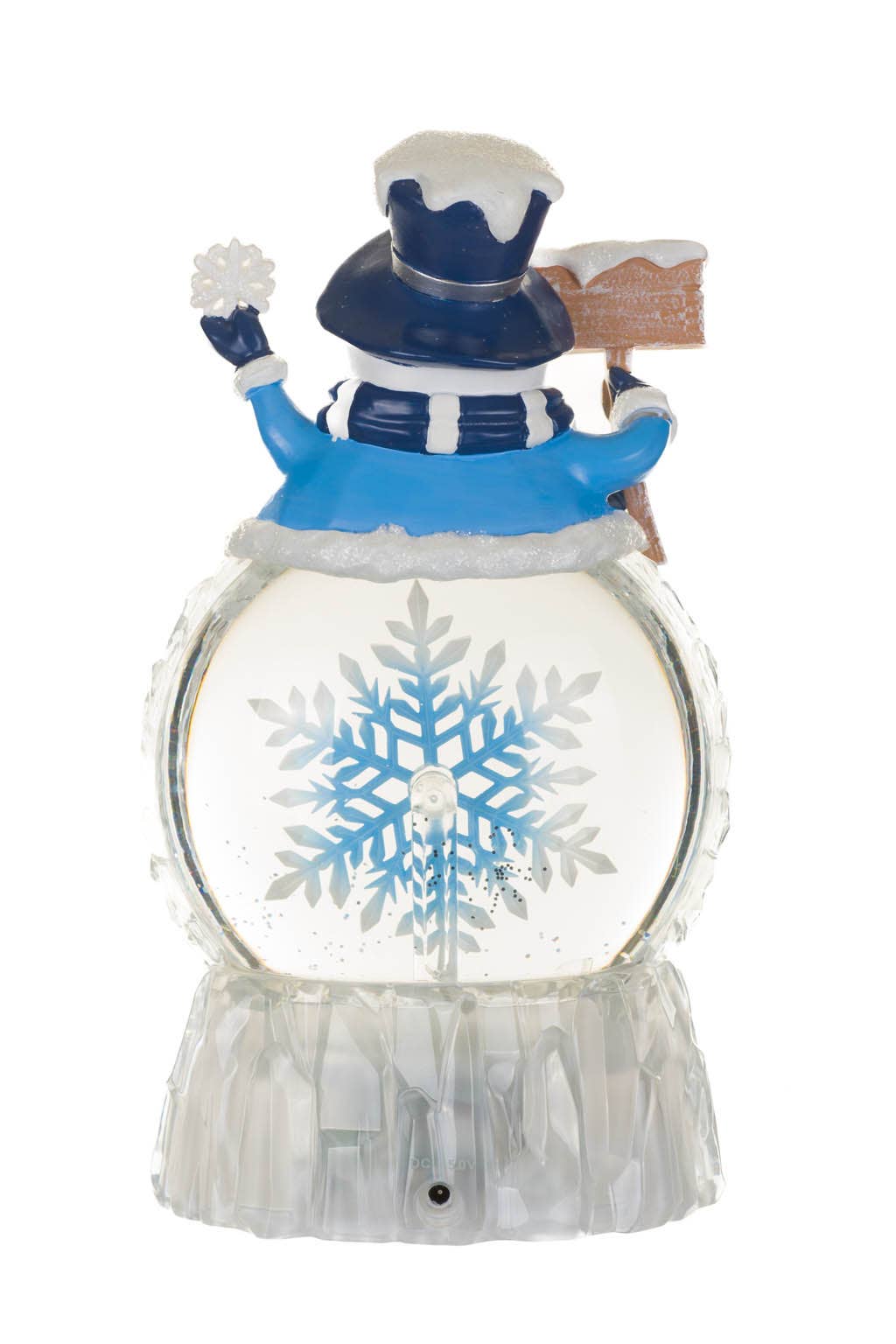 Starlight Collection - Blue Led Snowman Snow Globe W/ Spinning Snowflake Heart