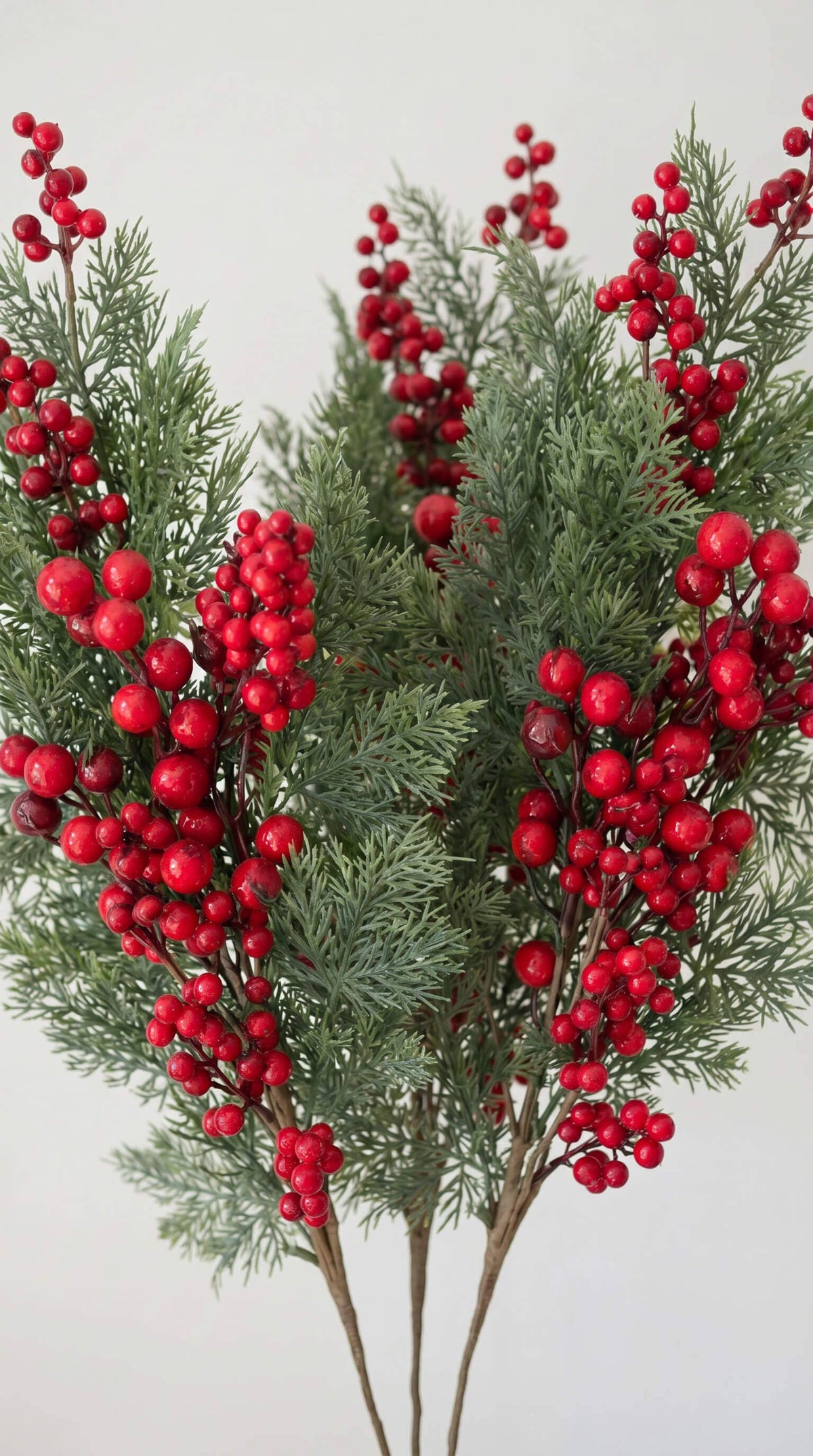 Real Touch Christmas Stem, Red Berry Cypress, 32 Inch