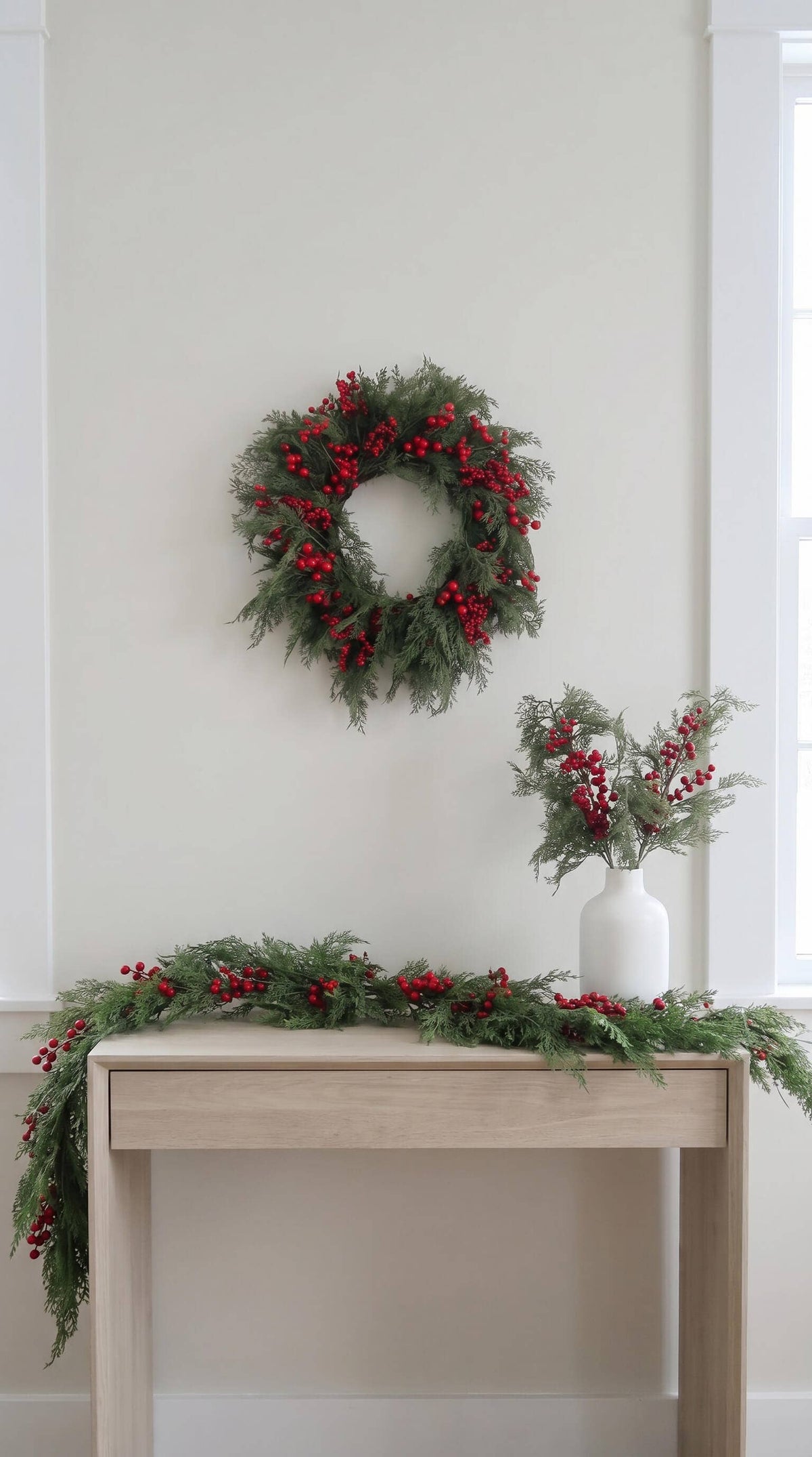 Hycroft Home Decor - Real Touch Christmas Garland, Red Berry Cedar, 60 Inch