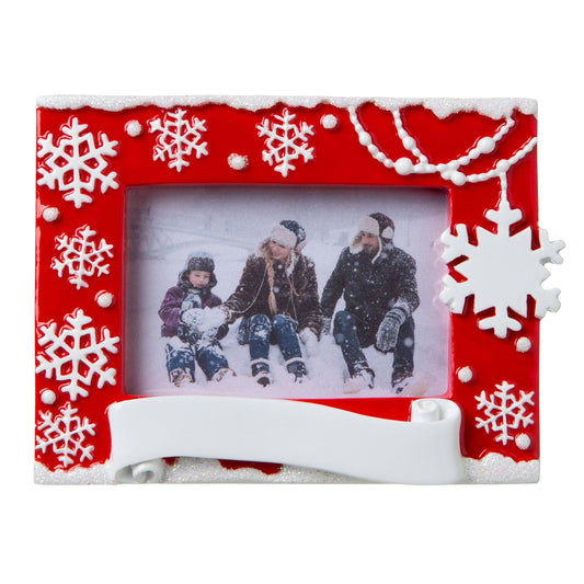 PolarX Ornaments - Red Snowflake Picture Frame Personalized Ornament