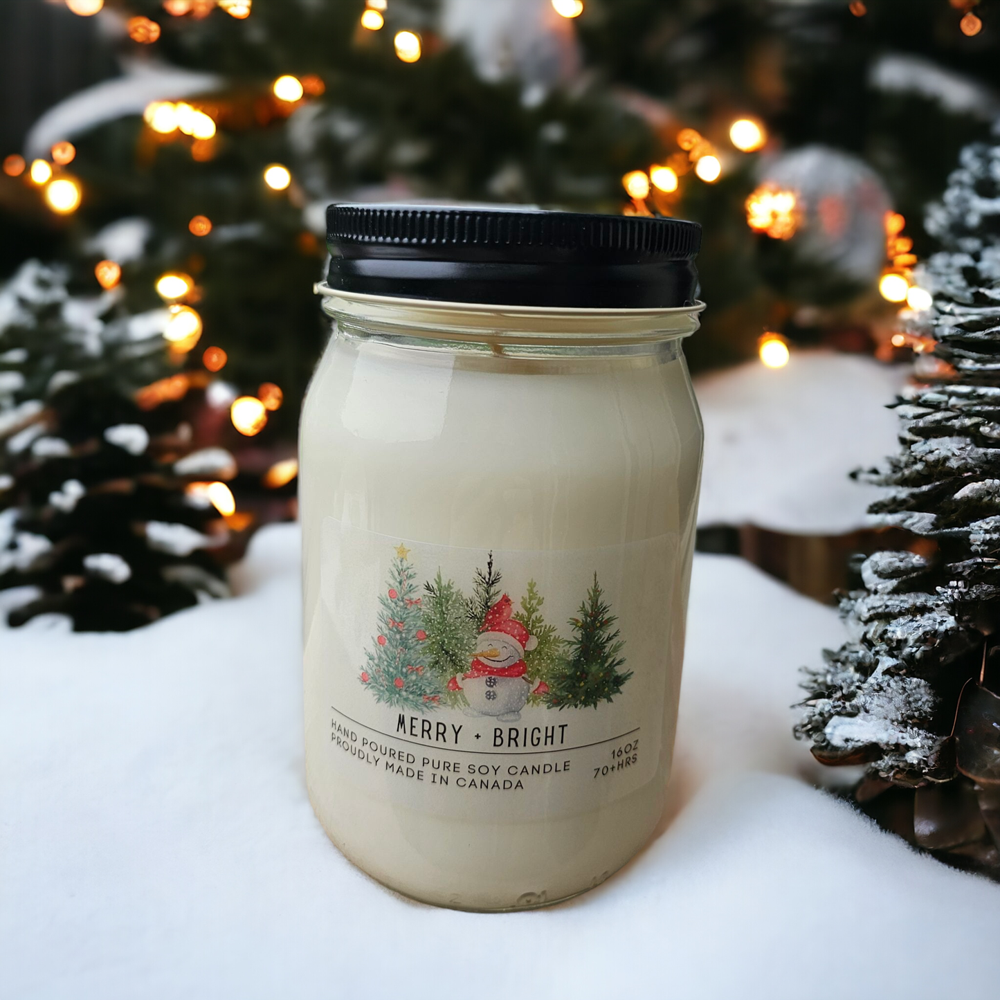 Serendipity Soy Candles - Merry + Bright: 16oz Mason Jar