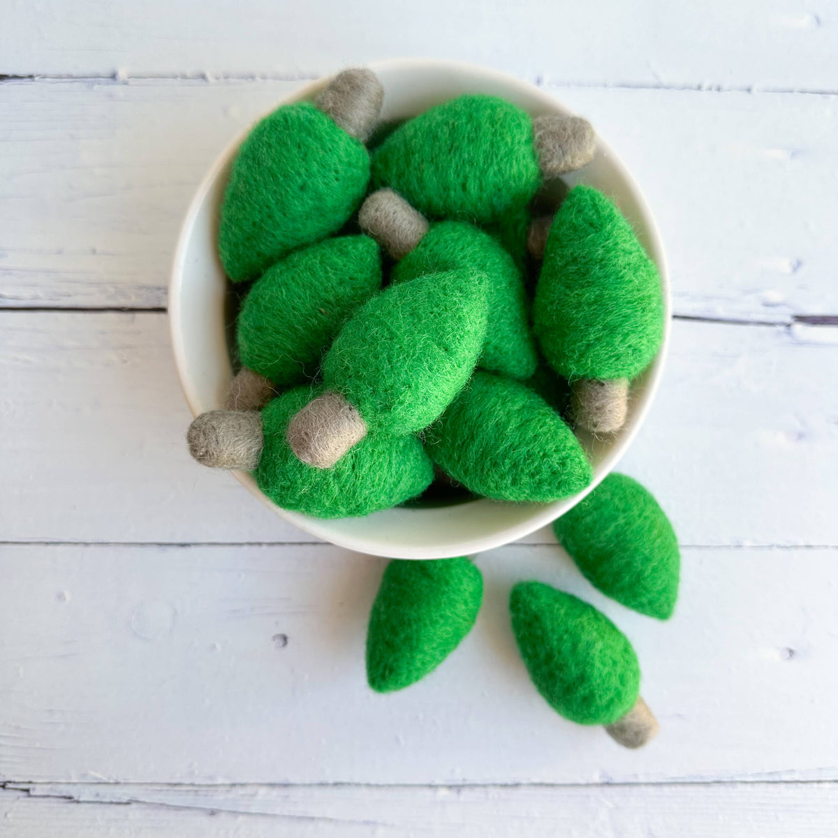 Sewing Seeds Play - One Green Felt Christmas Light Bulb