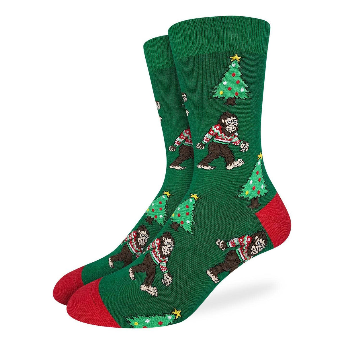 Good Luck Sock - Men's Big & Tall Christmas Bigfoot Socks: Shoe Size 13-17