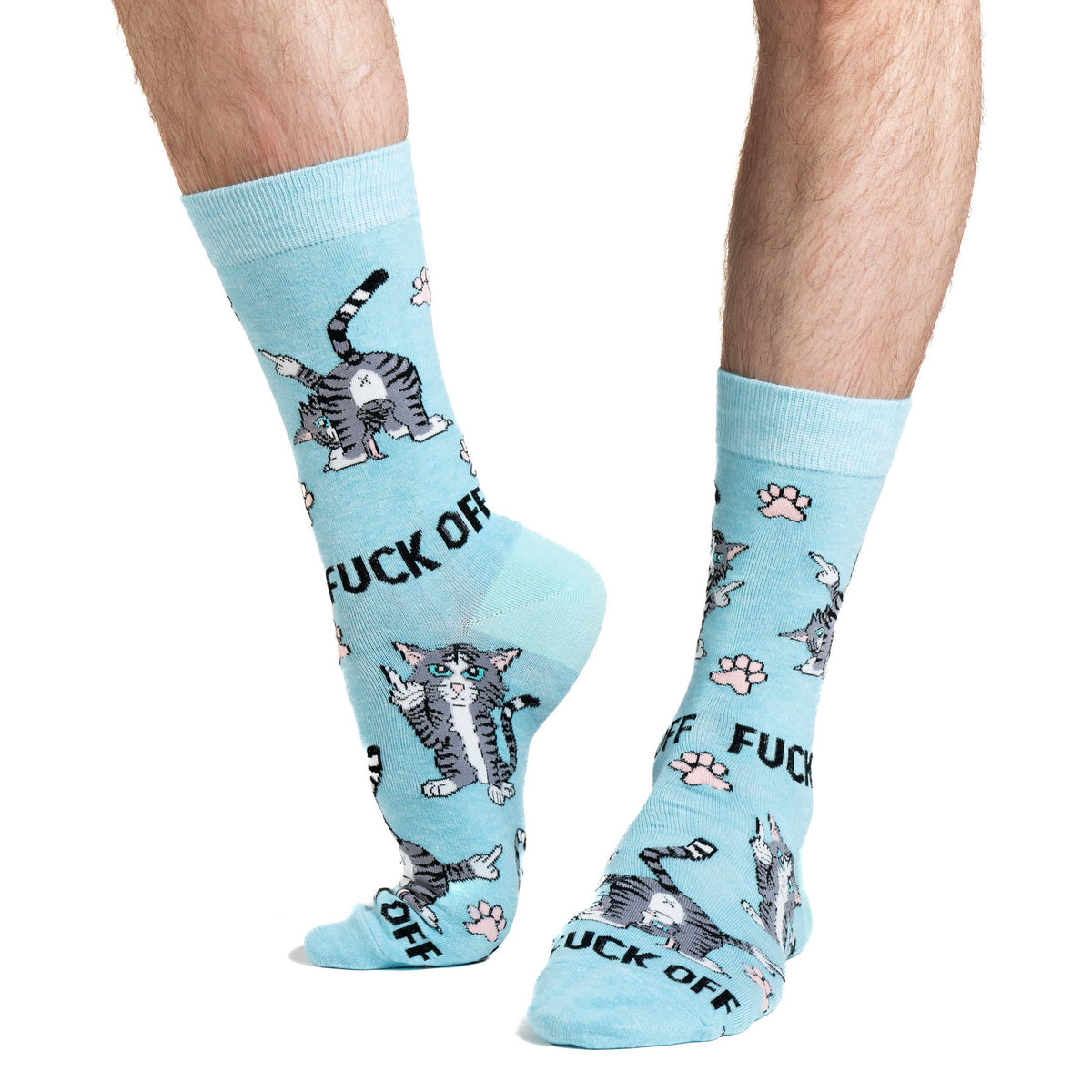 Good Luck Sock - Men's F@*% Off Cats Socks: Shoe Size 7-12