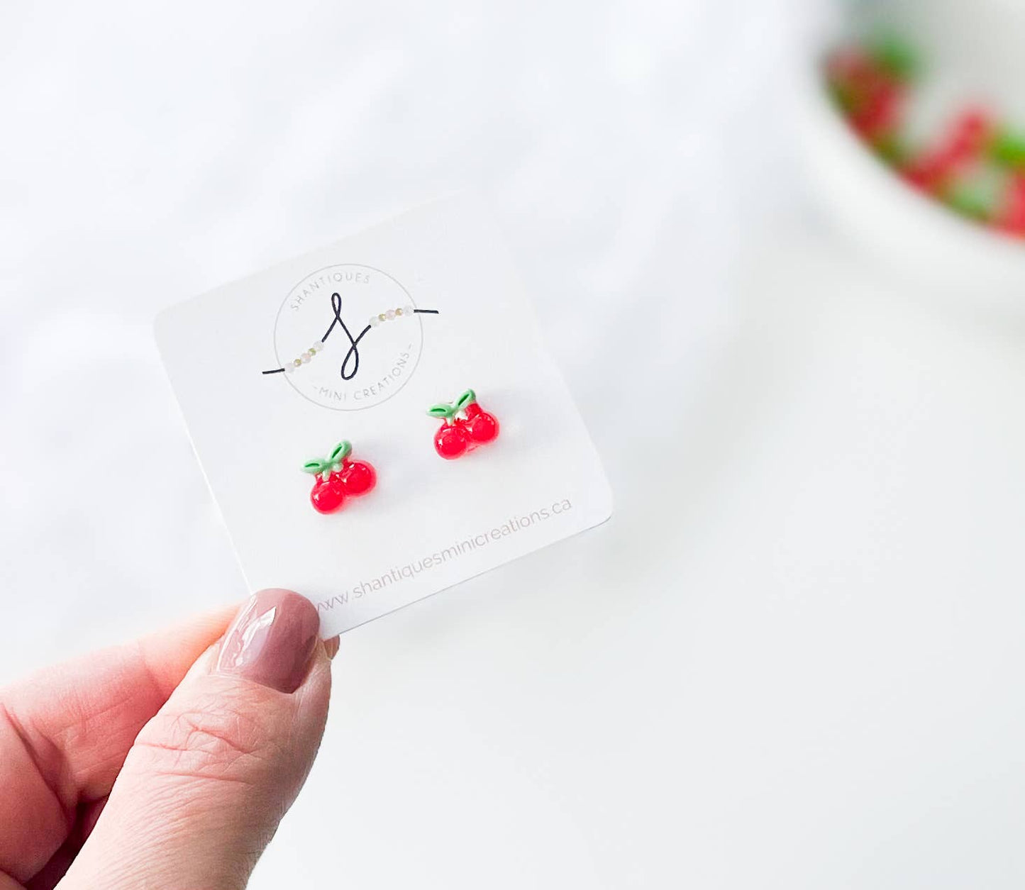 Shantiques Mini Creations - Earrings - Summer Fruit: Red Strawberries / Post
