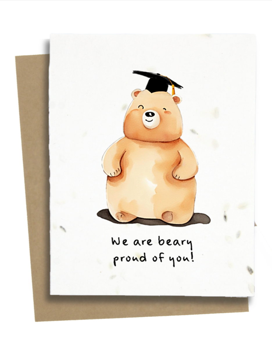 Greet n' Grow Plantable Cards - Graduation Bear Card: Wildflower