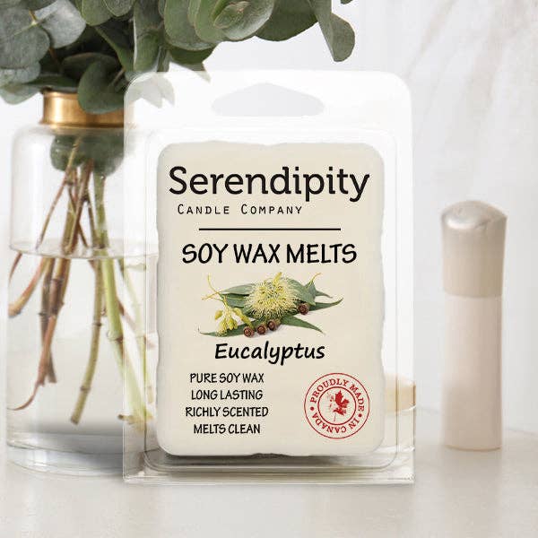 Serendipity Soy Candles - Eucalyptus: 8oz Candle/Wax Melts (Sold Individually)