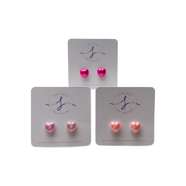 Shantiques Mini Creations - Earrings - Metallic and Translucent Hearts: Purple / Post