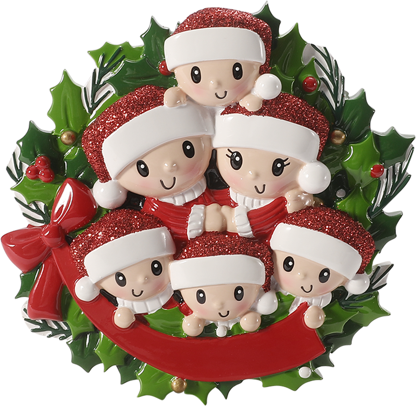 PolarX Ornaments - Family in Christmas Wreath Personalized Ornament: 2