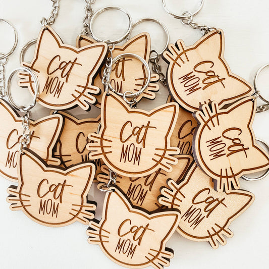 Knotty Design Co. - Cat Mom Wooden Keychain