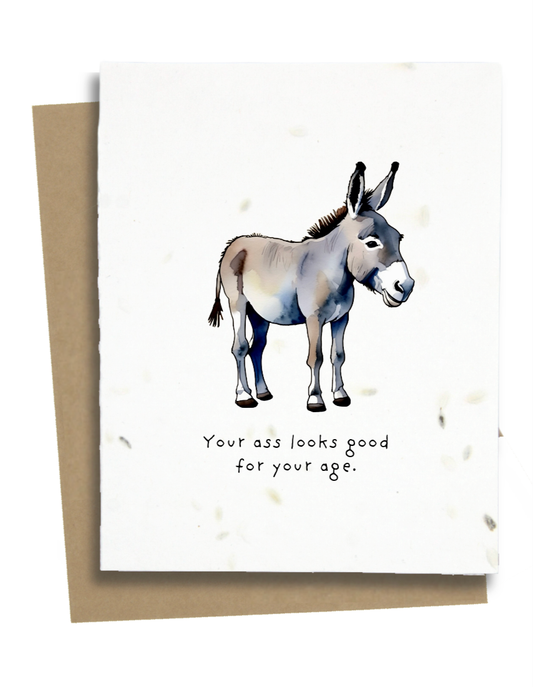 Greet n' Grow Plantable Cards - Adult Donkey Birthday Card: Wildflower