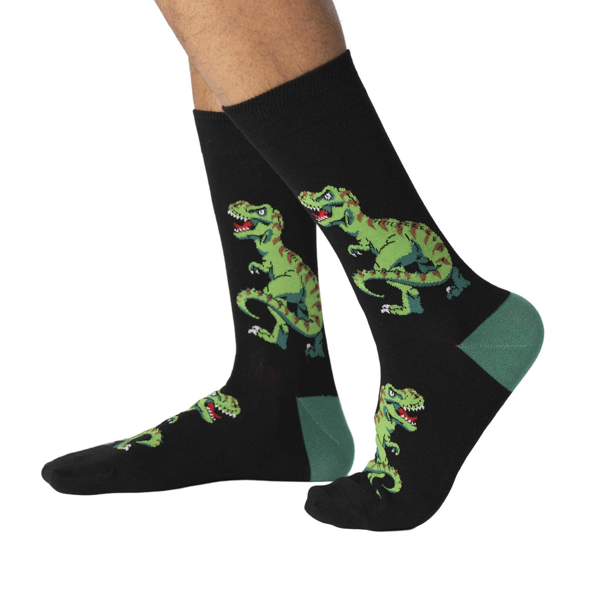 Good Luck Sock - Men's T-Rex Dinosaur Socks: Shoe Size 7-12