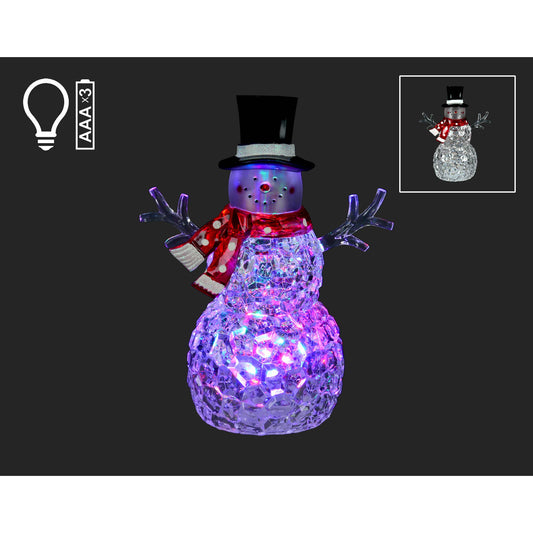 Christmas Tradition - 12" Clear Acrylic LED Snowman w/Red Scarf