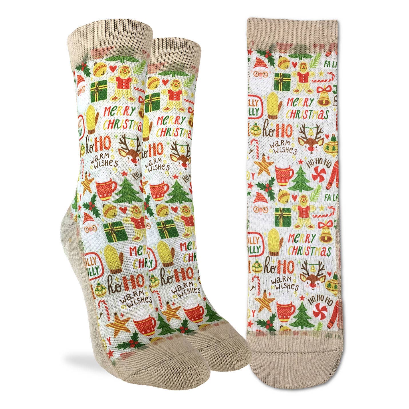 Good Luck Sock - Adult Size Merry Christmas Socks, Shoe Size 5-9