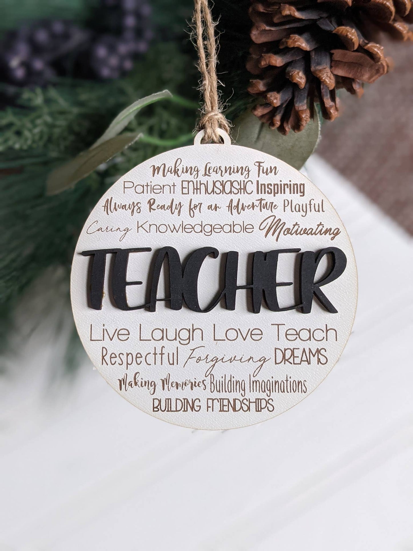 Richer Design Co. - Teacher Gift Christmas Ornament: Rainbow Pencil