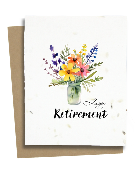 Greet n' Grow Plantable Cards - Happy Retirement Card With Flowers: Wildflower