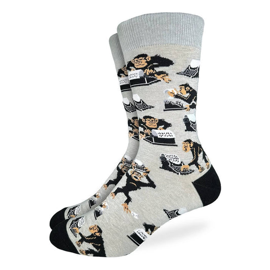 Men's Chimps and Typewriters Socks: Shoe Size 7-12