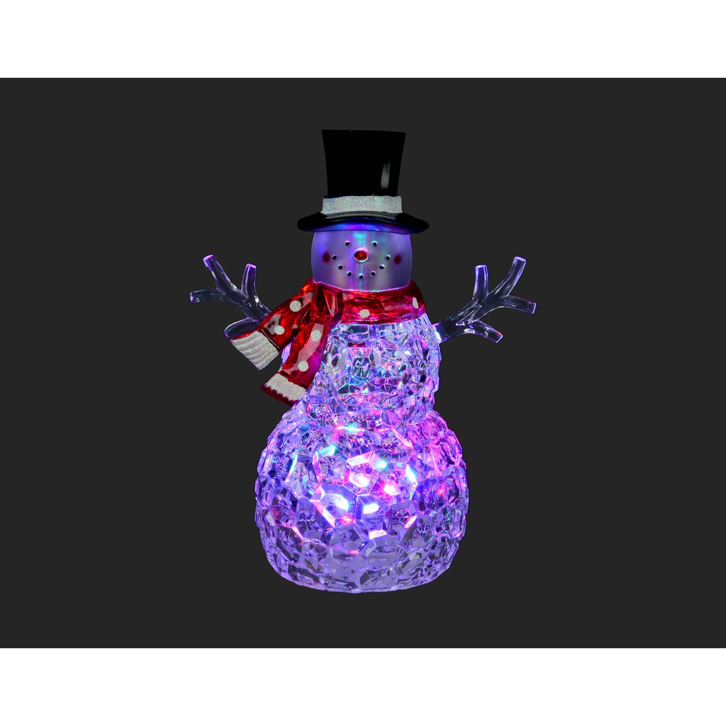 Christmas Tradition - 12" Clear Acrylic LED Snowman w/Red Scarf