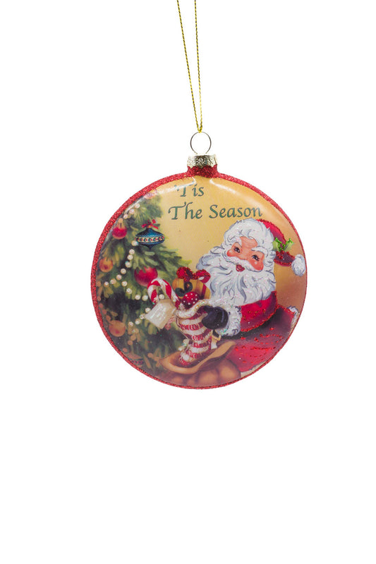 Starlight Collection - Yellow/Red Painted Pendant with Santa on the Job