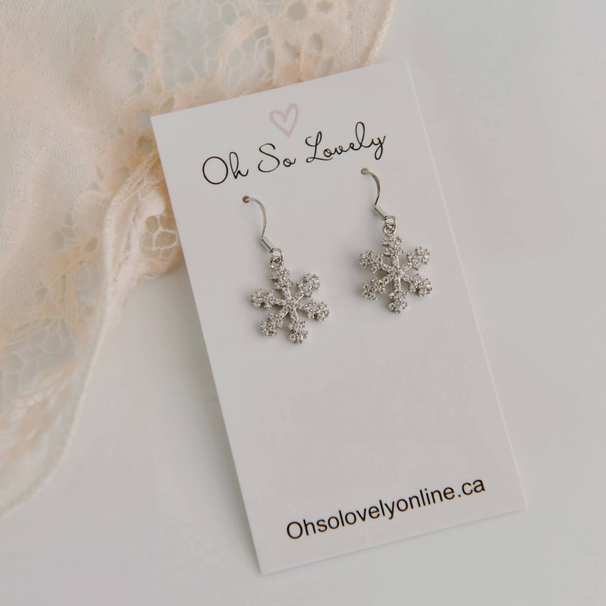 Oh So Lovely - Aspen Snowflake Drop Earrings: Silver